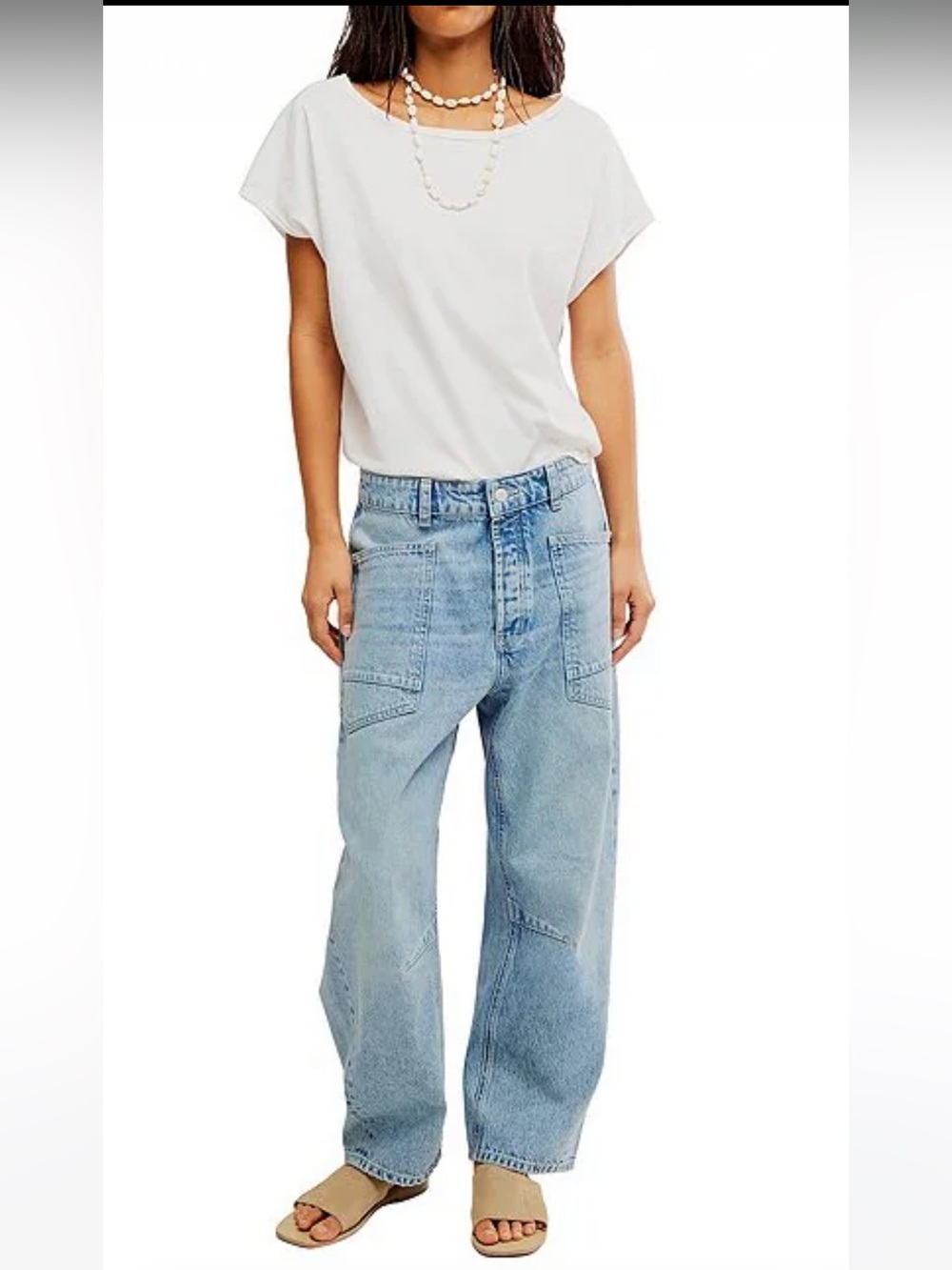 NWT🌷Free People We The Free Minimalist Moxie Low Rise Barrel Leg Denim Jeans